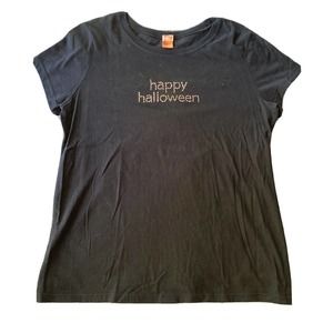Target Sz XXL Black Rhinestone Happy Halloween Short Sleeve T-Shirt Womens Fun